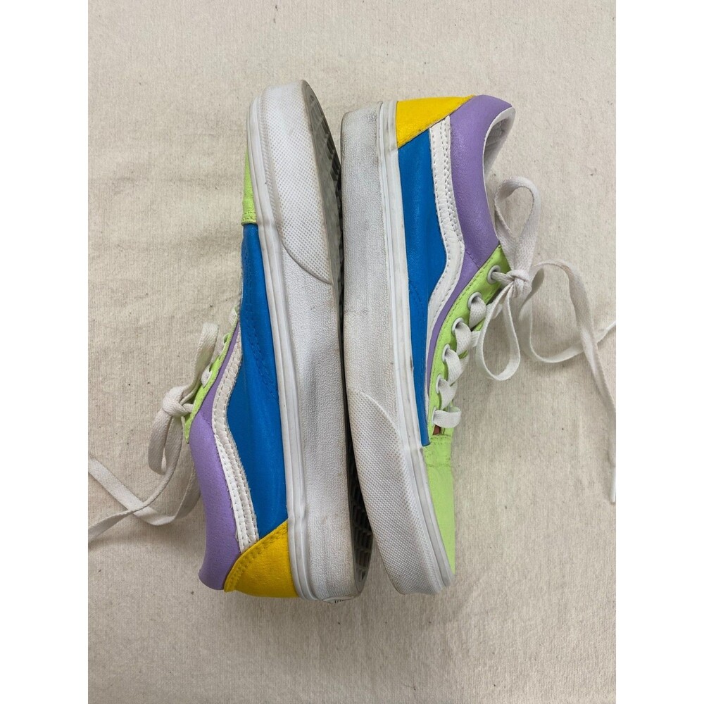 Vans Old Skool Women's Size 7 Mens 5.5 Colorblock Skate Shoes Neon Purple Green - Picture 6 of 10